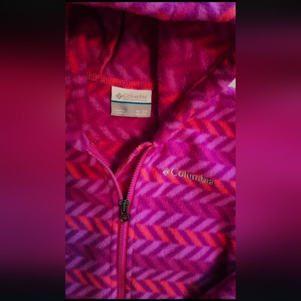 Columbia Kids Fuchsia Chevron One Piece - Picture 3 of 4